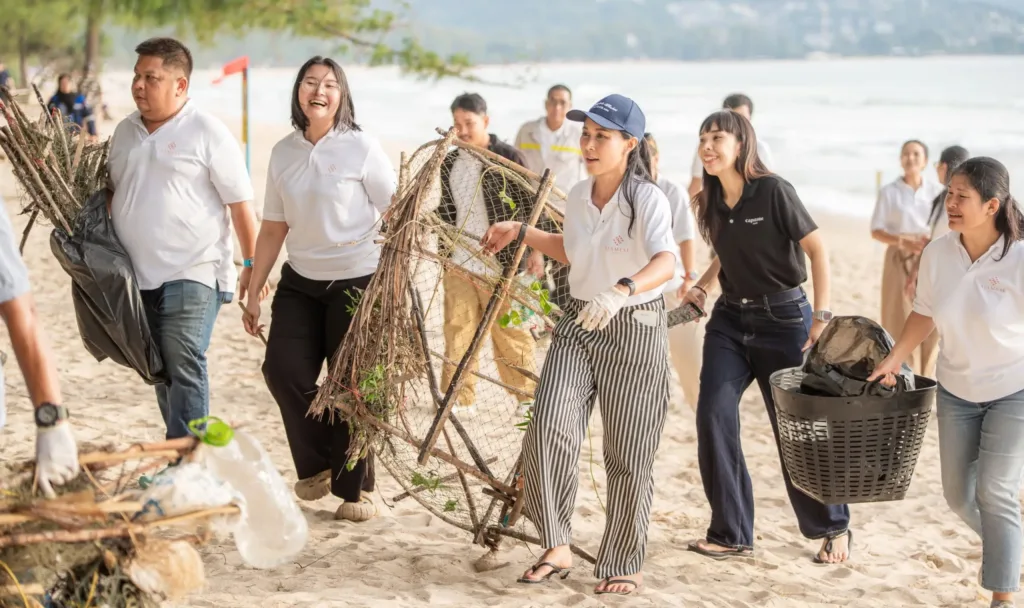 Volunteers and Capstone Asset team at Cherngtalay Beach Clean Up in Phuket