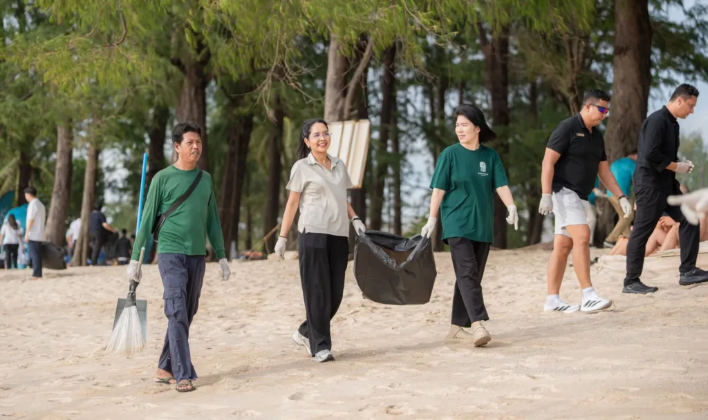 Volunteers and Capstone Asset team at Cherngtalay Beach Clean Up in Phuket