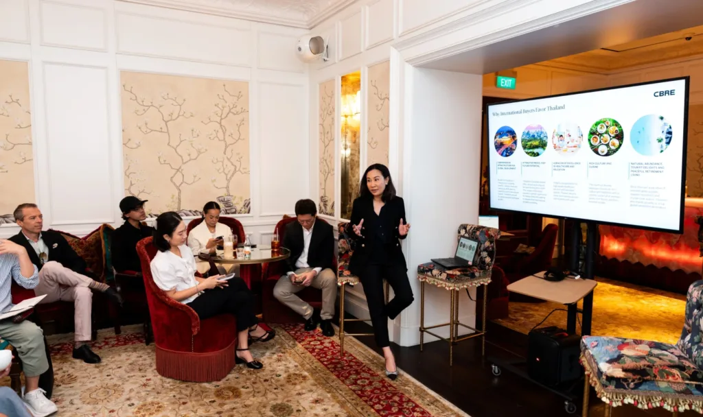 Capstone Asset executive meeting media guests at the PEYLAA Phuket media luncheon in Singapore
