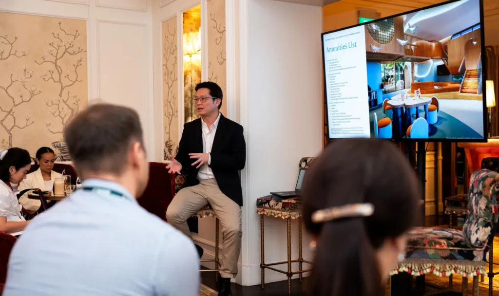 Capstone Asset executive meeting media guests at the PEYLAA Phuket media luncheon in Singapore