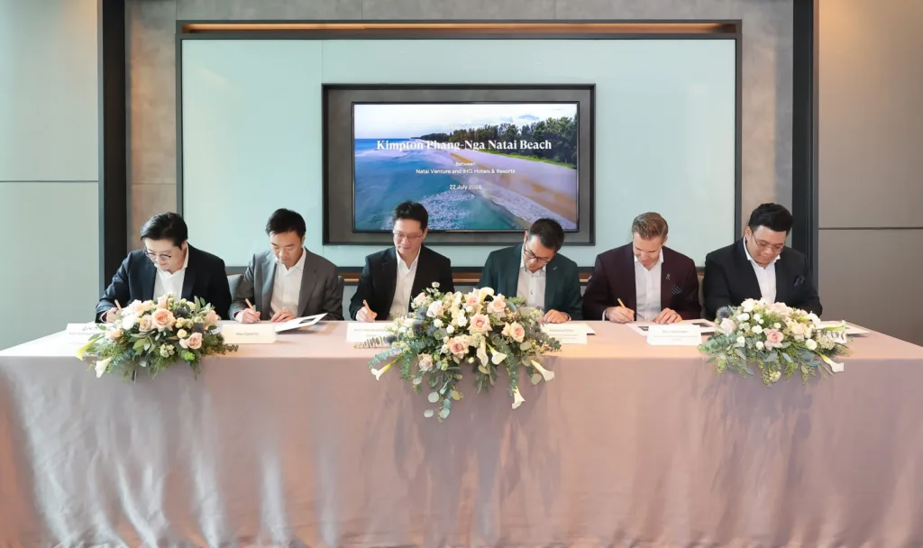 Executives of Natai Venture, Capstone Asset and IHG at the Kimpton Phang-Nga Natai Beach signing ceremony