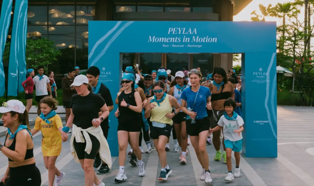 Runners joining Moments in Motion run by Capstone Asset and Active Roots at PEYLAA Phuket Sales Gallery