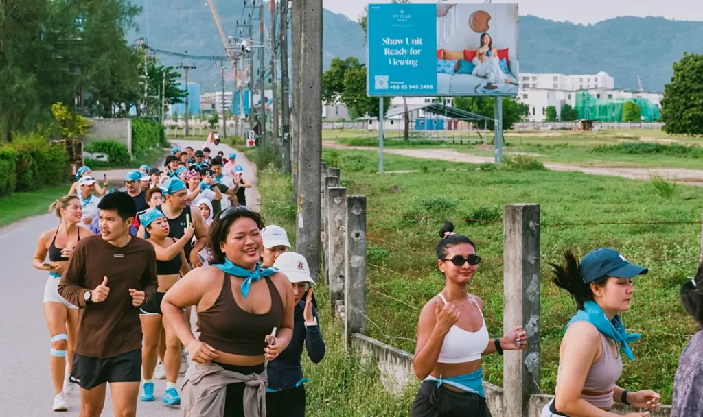 Runners joining Moments in Motion run by Capstone Asset and Active Roots at PEYLAA Phuket Sales Gallery